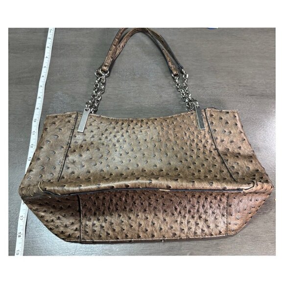 Faux Ostrich Leather Shoulder Bag With Chain Straps - Picture 9 of 10